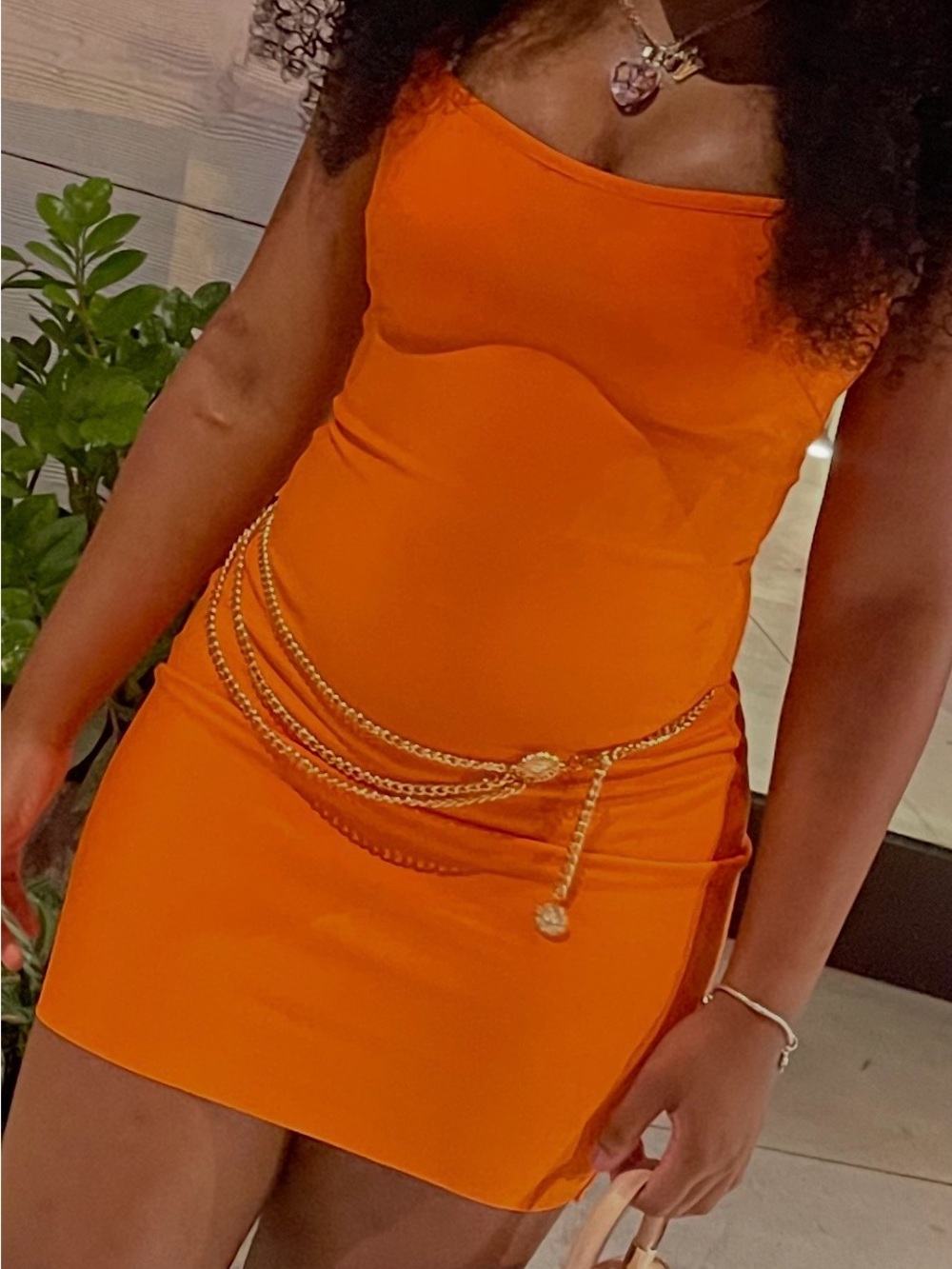 PrettyLittleThing Orange Slip Mini Dress